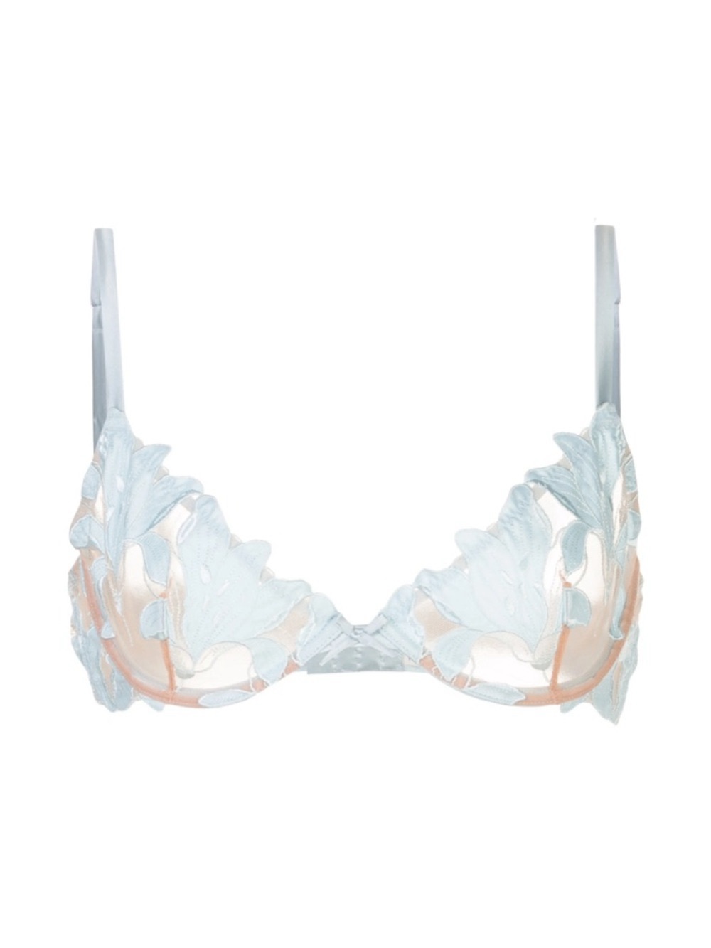 Fleur Du Mal LILY EMBROIDERY PLUNGE DEMI BRA - SOLD OUT POWDER BLUE